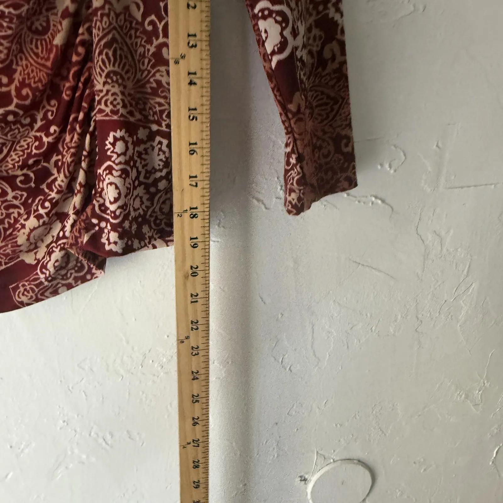 m. m. m. Blouse Y2k Small Floral Stretch Ruched Made USA Top Shirt Going Out‎ Red - Image 6