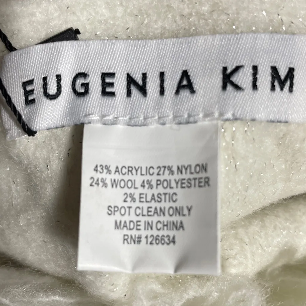 Eugenia Kim Jacintah Long Scarf Wool Blend Patterned Sparkly Ivory One Size NWT White - Image 6