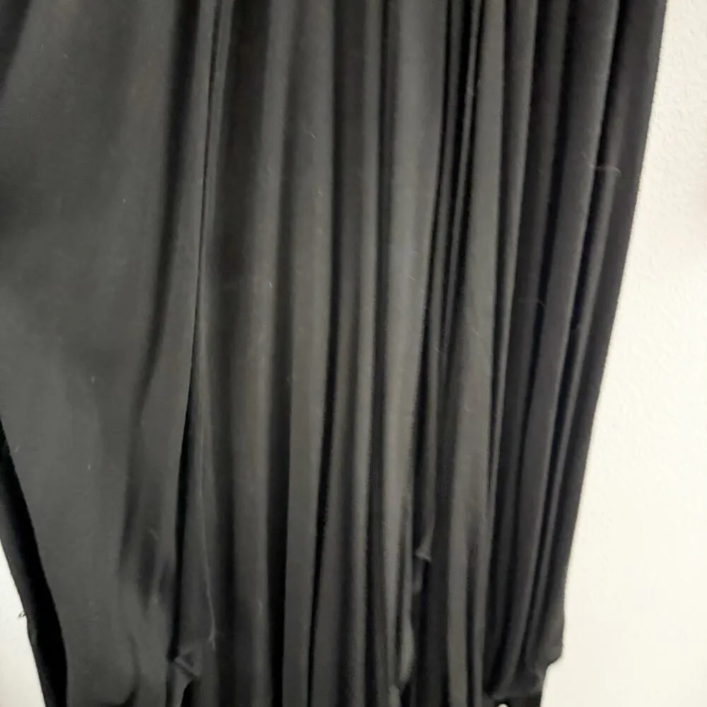 SPENCER ALEXIS | Vintage Red Textured Black Drapey Faux Wrap Formal Gown | 10 - Image 4