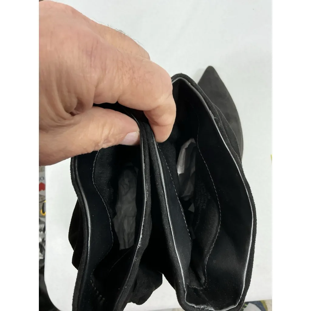 Womans Cosy Fever Pullon Booties 11 M Black Pointed Toe Slouched Kitten Heel - Image 6