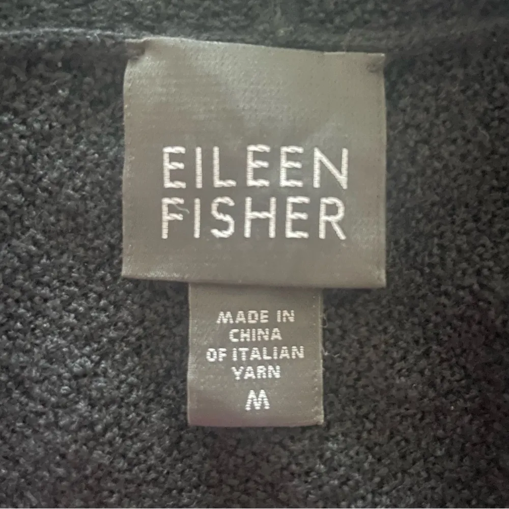 Eileen Fisher Beaded Fine Merino Wool Crepe Black Crop Cardigan Medium Crystal - Image 5