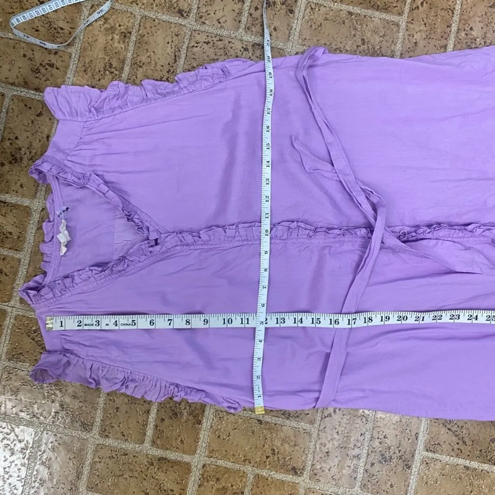 Elan Purple Ruffle Button Down Waist Tie Dress - Image 9