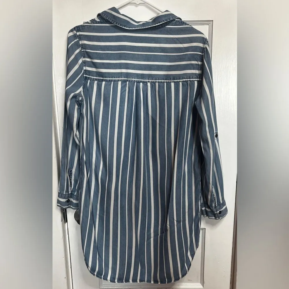 Velvet Heart Shirt Dress Blue Striped With Pockets Size Small - Image 4