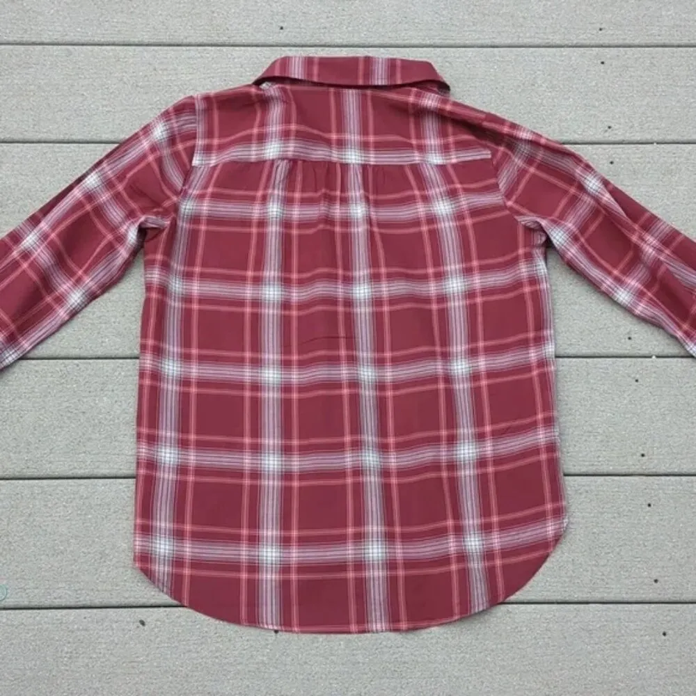 Loft Plaid Collared V-Neck Long Sleeve Tunic Top - Image 13