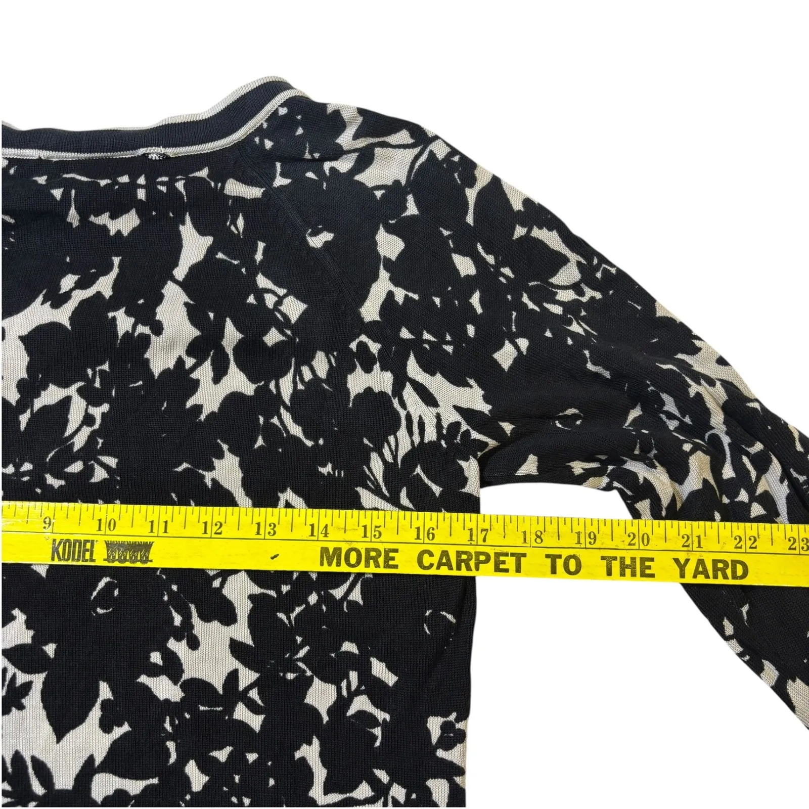 Ann Taylor LOFT Black White Floral Print Silk Cotton‎ Button Front Cardigan S - Image 8