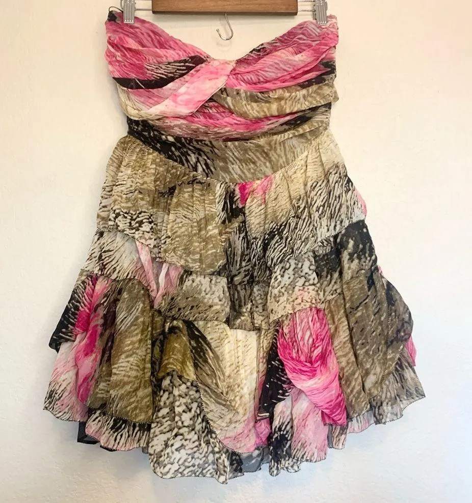 Diane von Furstenberg Brighton Strapless Printed Dress Pink Wing Size 8 - Image 3
