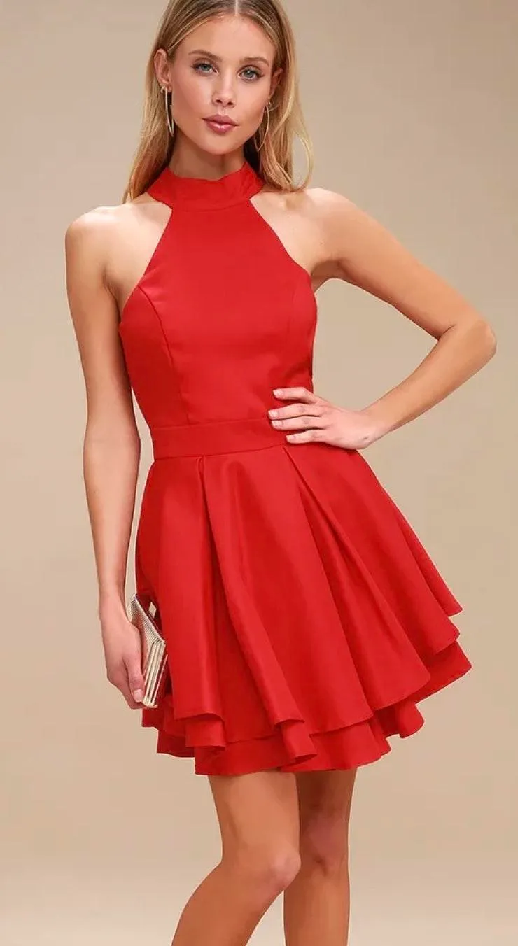 formal red skater dress Burgundy Skater Dress – Reinas Siempre main image 1