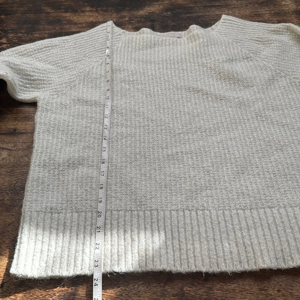 Womens Shimmer Raglan Long Sleeve Ballet Neck Rib Metallic Sweater M  wool blend - Image 9