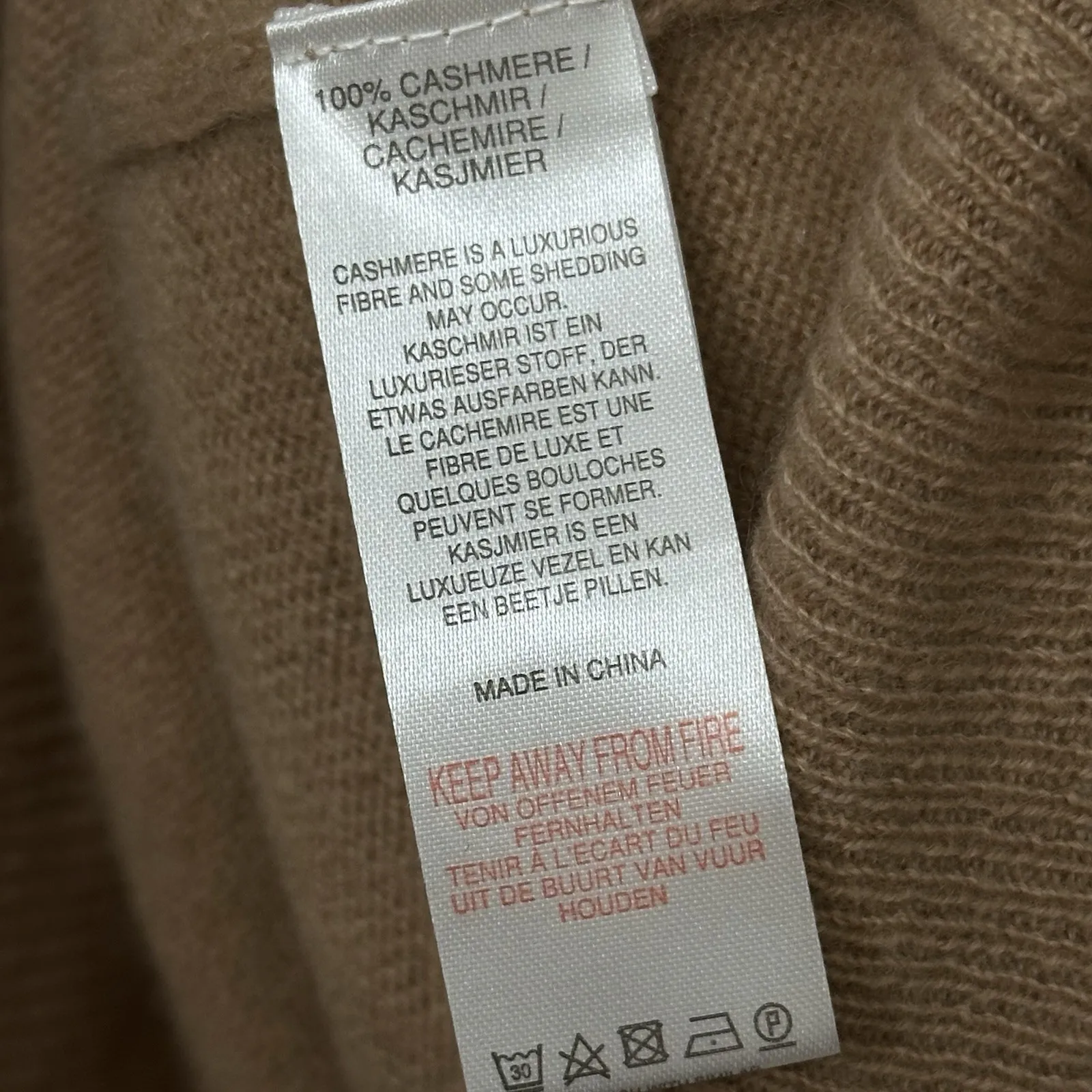 CRUSH Luxe Plush Ultra Soft 100% Cashmere V Neck Cozy Sweater Sz 3 Large Tan - Image 5