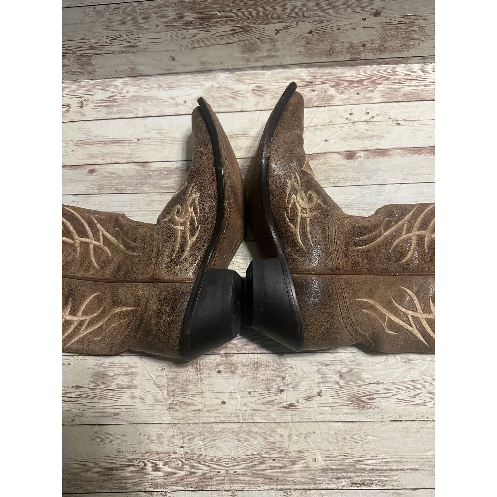 Justin Boots Western Cowgirl Women's Size 6.5 D Brown Cross Faith Brown Leather - Image 7