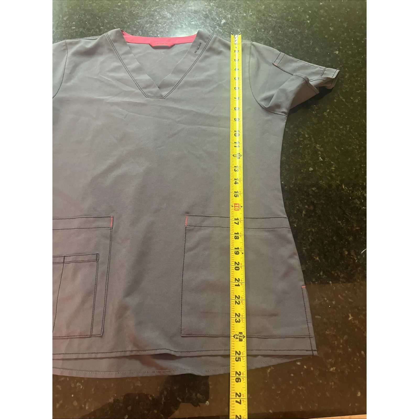 Carhartt Scrub Top Sz Sm Womens Gray Pink Trim Hospital Nurse Doctor‎ Shirt - Image 7