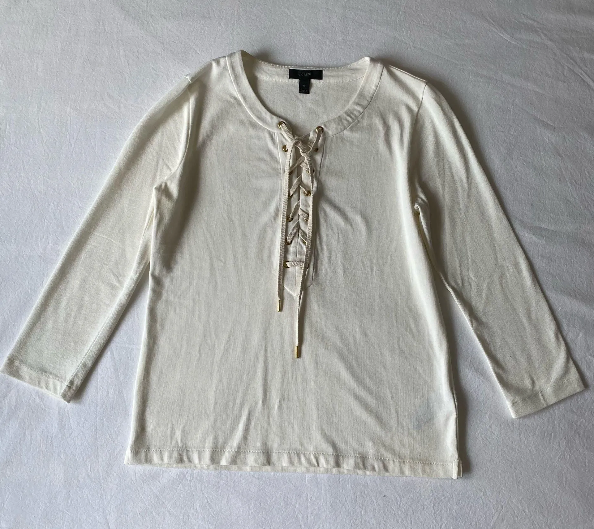 J. Crew Ivory Lace Up Top - Image 2