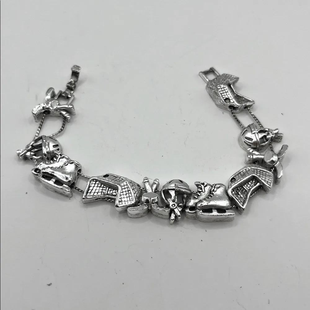 Ice Hockey Sports Charms Vintage Slide Bracelet Theme Bracelet Vintage Silver - Image 5
