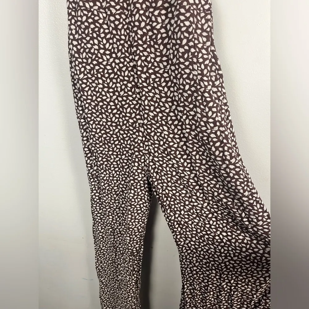 Abercrombie & Fitch Brown and White Jumpsuit One Piece Flutter Sleeves Pocket XS - Image 6