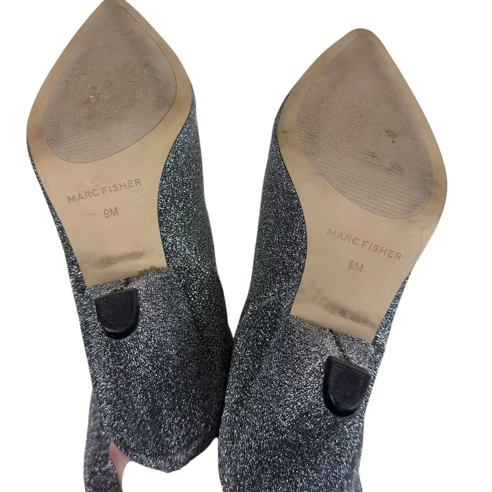 Marc Fisher Silver Shimmer Glitz Glamour Heeled Knee High Slouch Boots Size 8 - Image 4