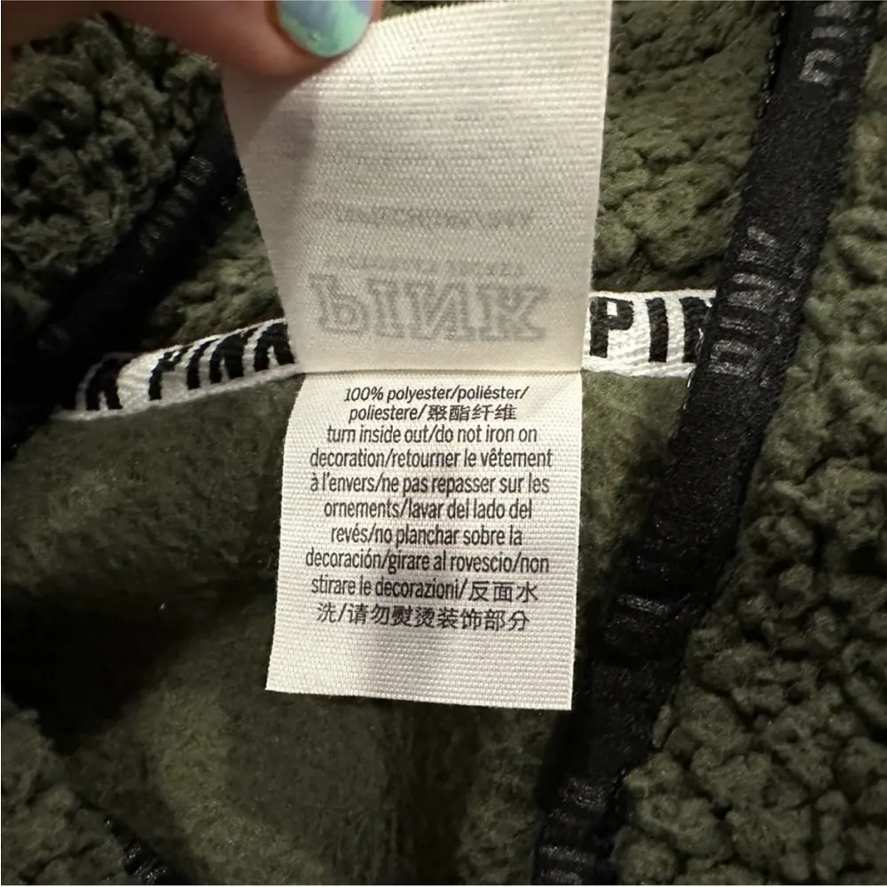 Victoria’s Secret VS Pink Green Sherpa 1/4 Zip XS - Image 5