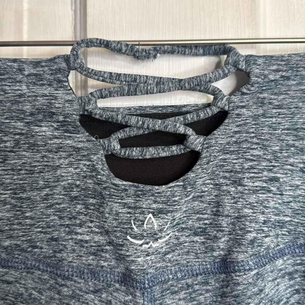 Beyond Yoga Blue High-Waisted Variated Leggings w Corset Style Back W1175 Sz S - Image 6