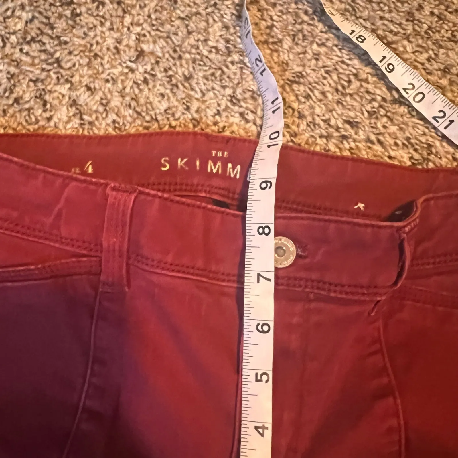 White House Black Market The‎ Skimmer Burgundy Red Cargo Zip Skinny Pants Size 4 - Image 5