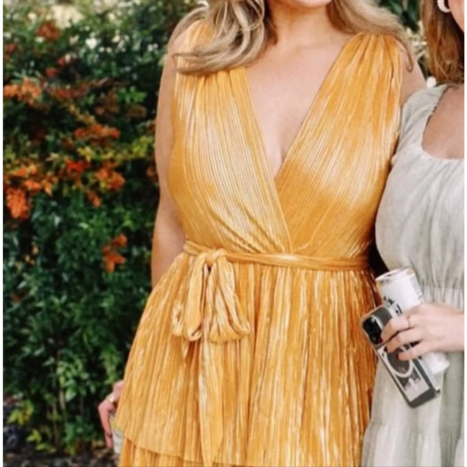 Sabina Musayev Alma Dress‎ Mandarin Mini Size Medium Gold Metallic - Image 7