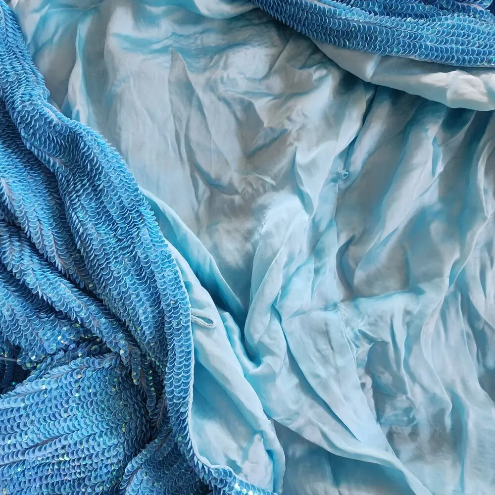 Retrofete Gabrielle Robe Dress in Blue Sequins Size XS NWOT Long Sleeve Belt - Image 13