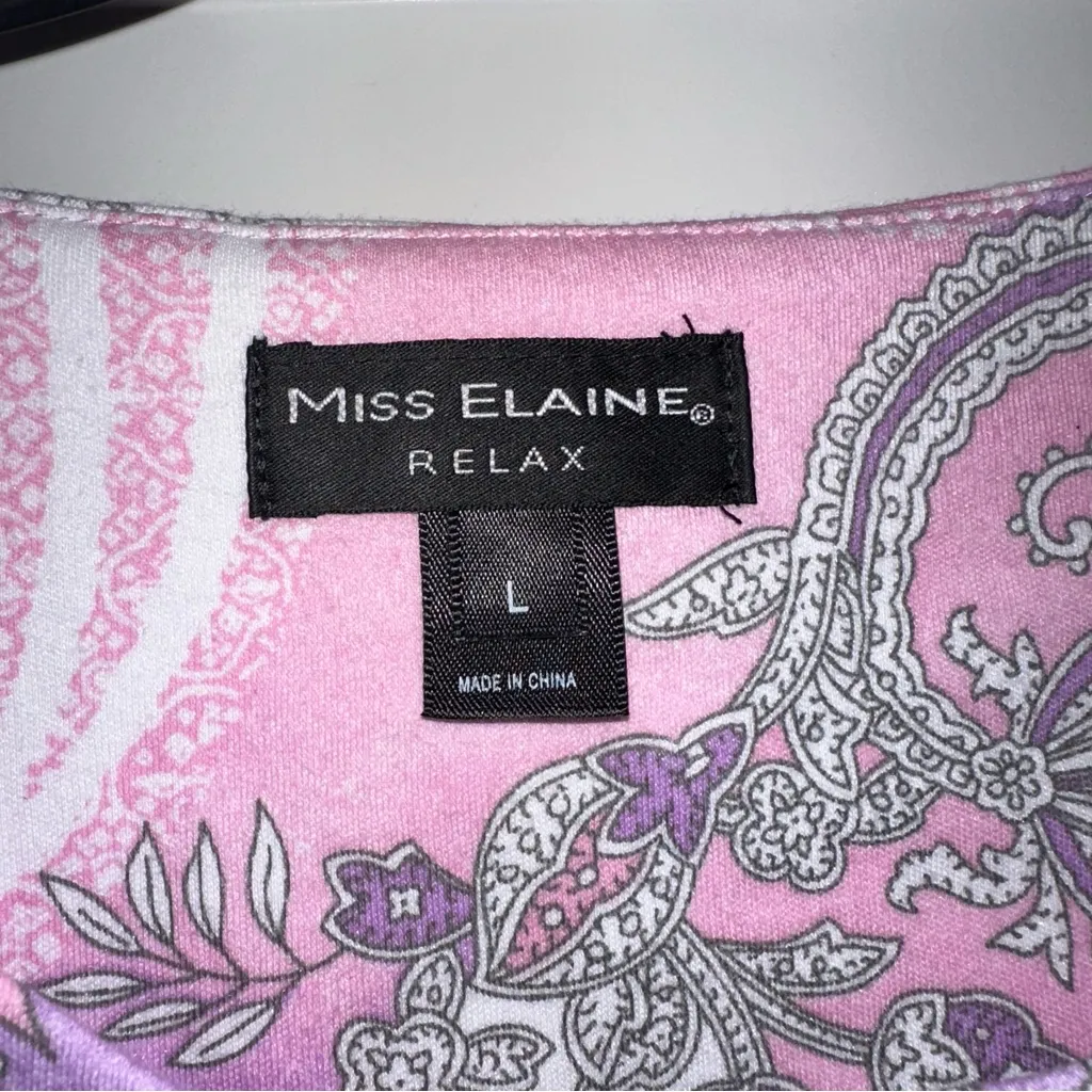 Miss Elaine Zip Down Knit Robe pink & purple paisley Large NWT - Image 7