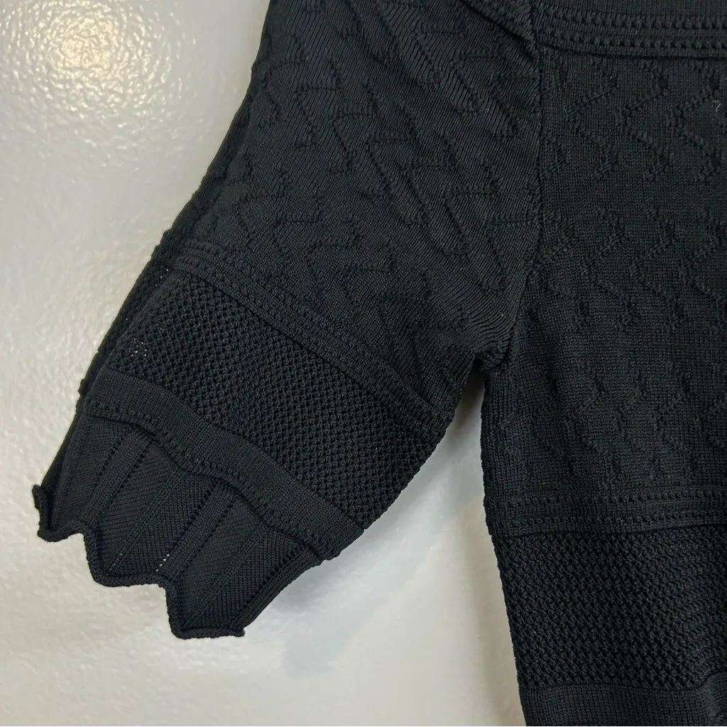 Zara Knit Black Short Sleeve Mock Neck Bodycon Sheath Mini Dress Size Small - Image 6