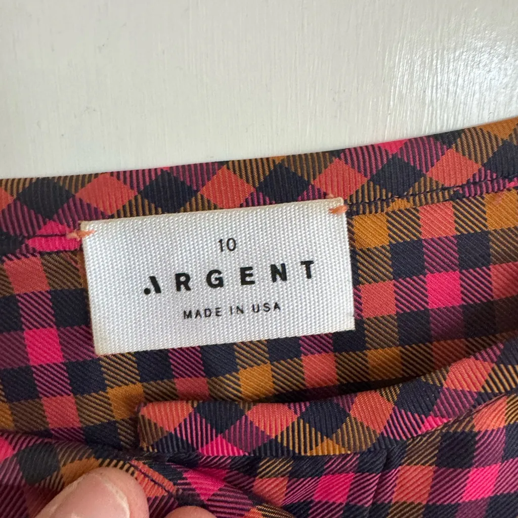 Argent gingham plaid blouse size 10 Pink - Image 3