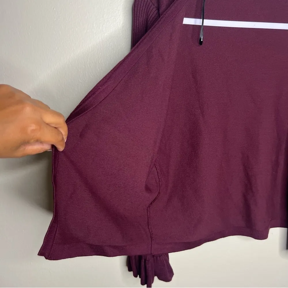 DKNY Open Front Ribbed Ruffle Cropped‎ Sleeve Cardigan - Image 6