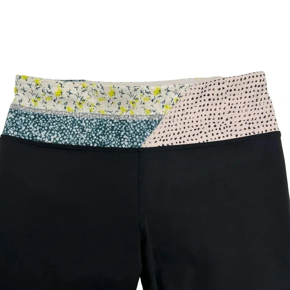 Lululemon Run Inspire Crop Leggings Black Neutral Blush Floral Athletic Pants 4 - Image 7