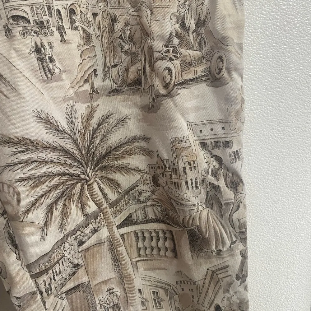 Source Unknown Tan Ankle Cropped Jumpsuit with Tropical Print Size 12 - Image 3