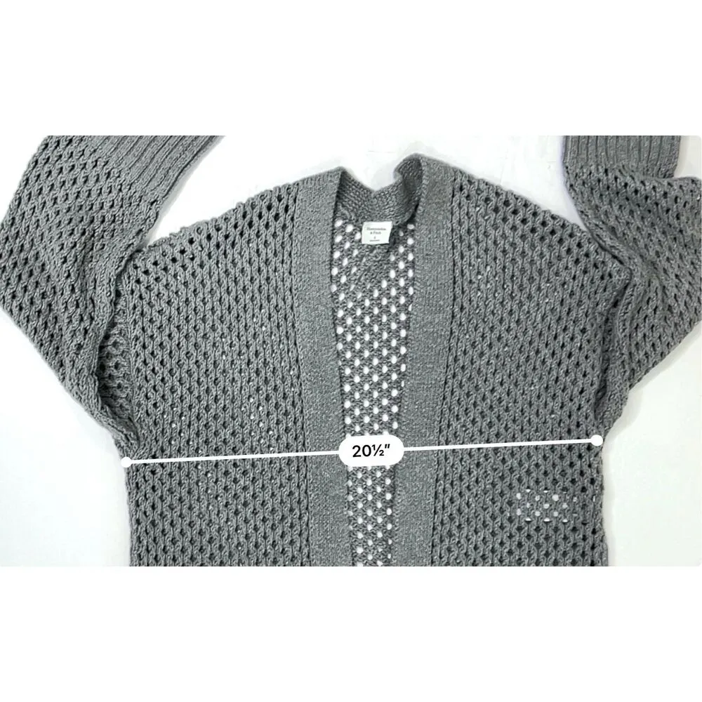 Abercrombie & Fitch Basket Weave Cotton Open Cardigan Sweater‎ SMALL Gray Shrug - Image 5