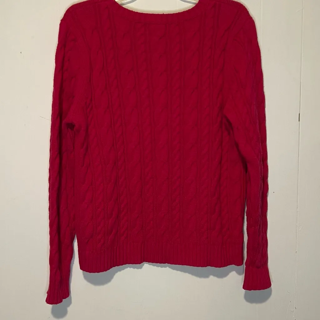 Lands End Pink Cable Knit Pullover K - Image 2