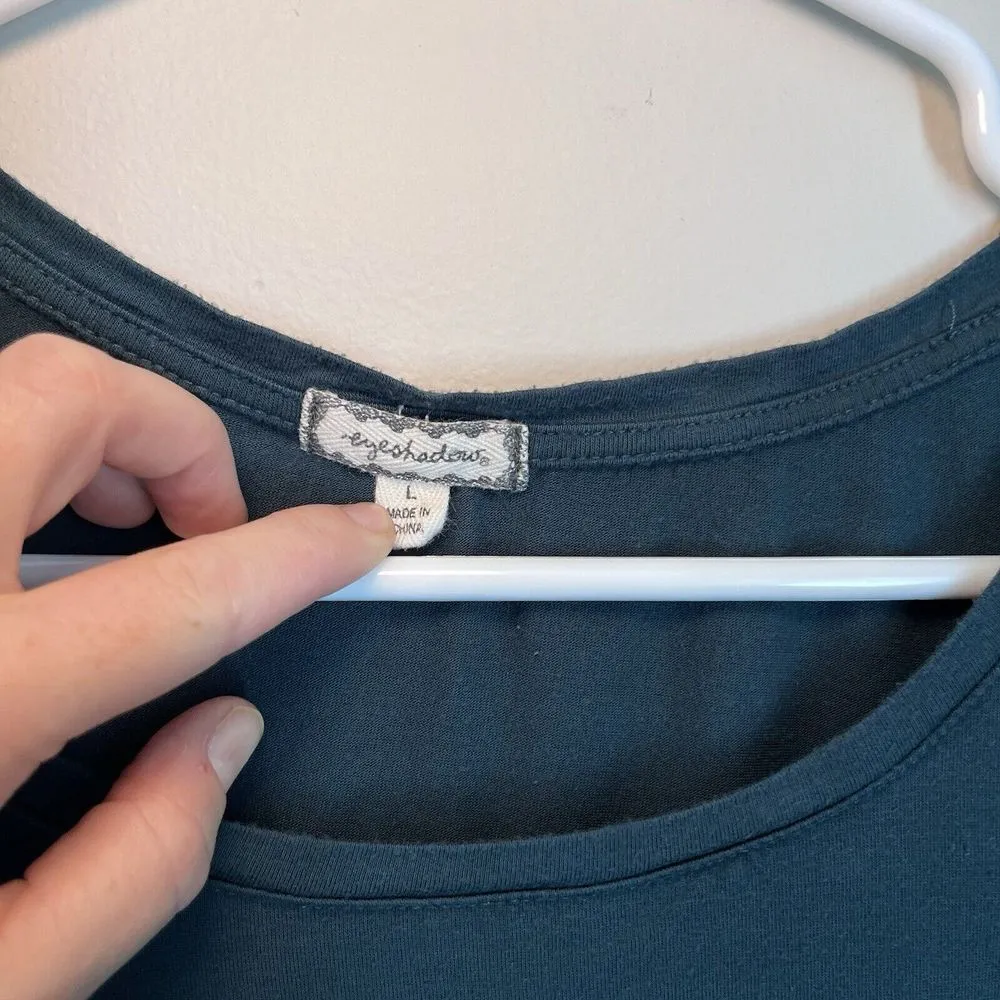 Eyeshadow Top Womens Large Forest Green Knit Long Sleeve Basic Capsule Shirt EUC - Image 2