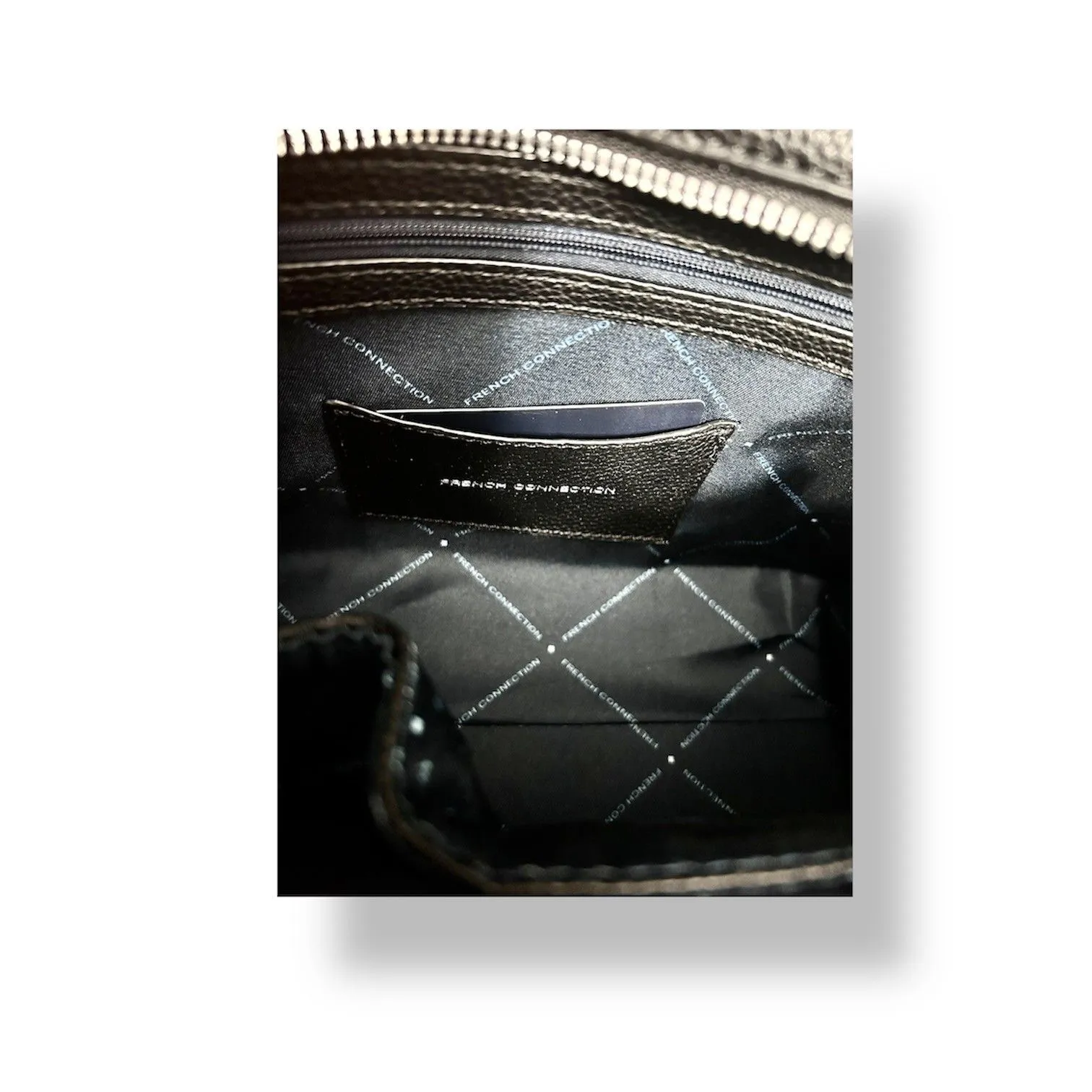 NEW French Connection Black Vegan Leather‎ Fritz Square Satchel Handbag Purse - Image 10