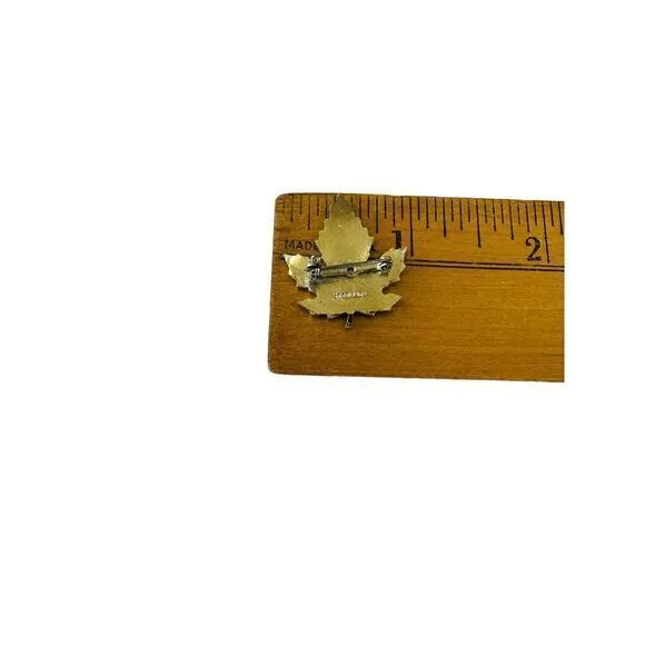 Sterling Silver Enamel Canadian Autumn Colorful Maple Leaf Brooch Pin Vintage‎ - Image 3