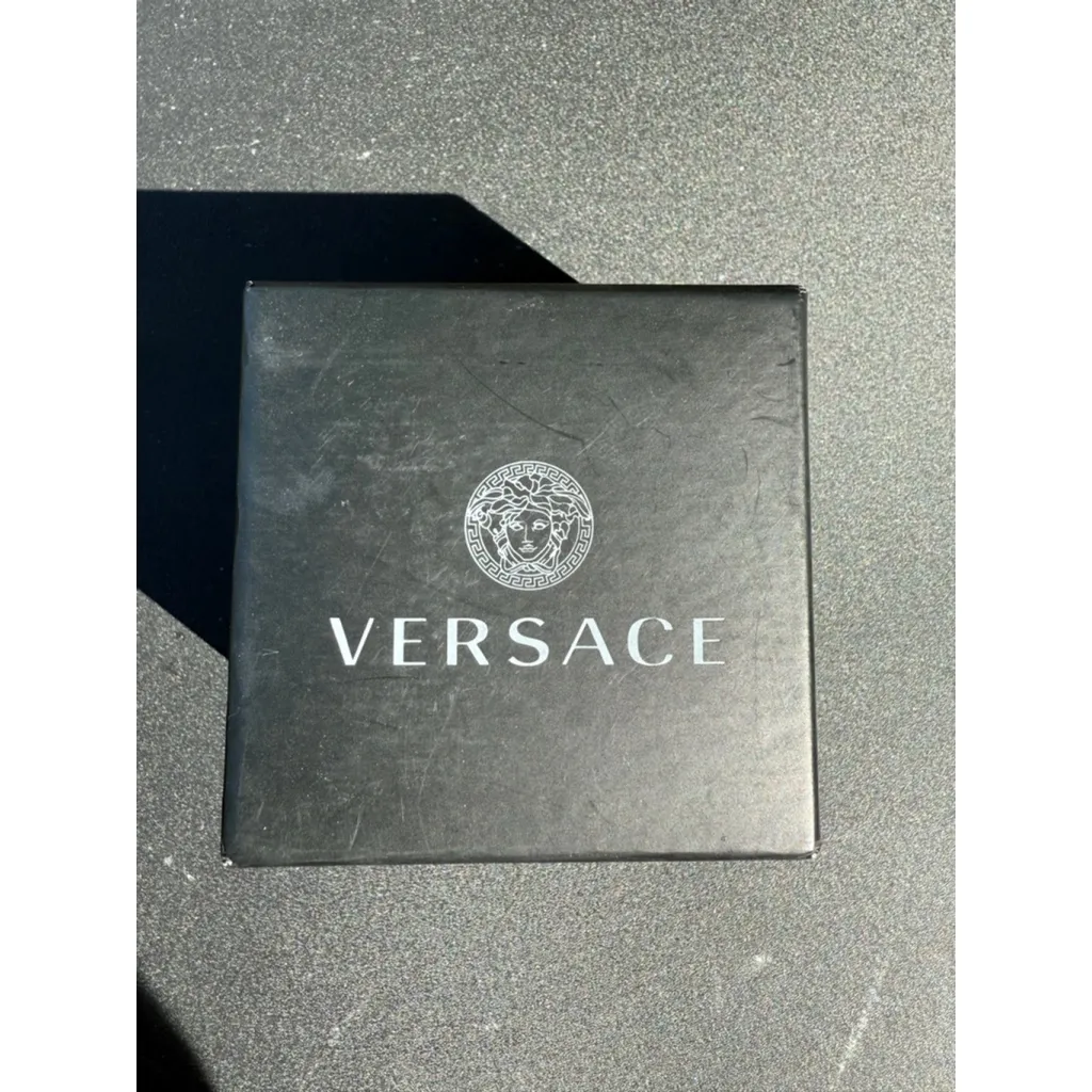 Versace Gold Medusa Pierced Earrings w/Rose Gold Crystal Encrusted Balls - Image 4