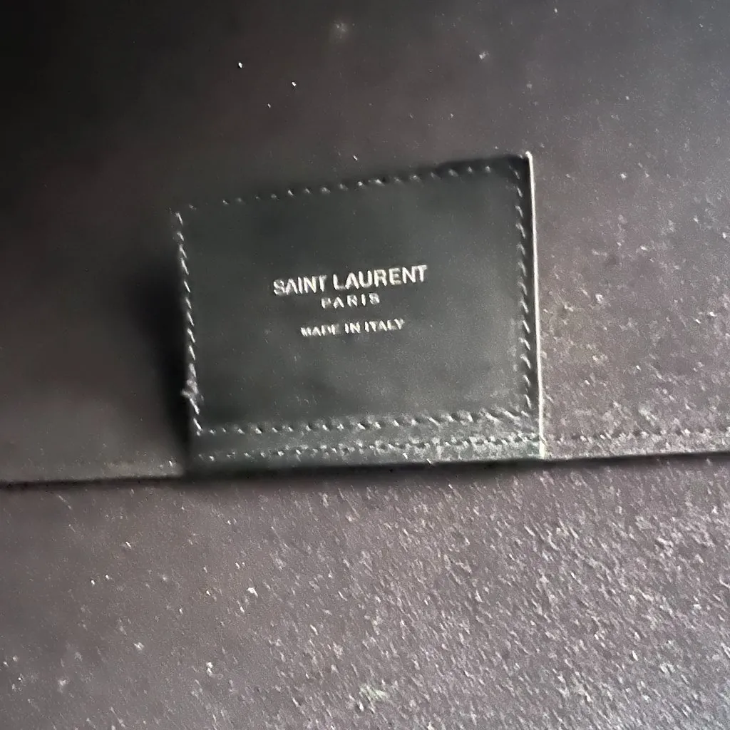 SAINT LAURENT BLACK LEATHER PERFORATED LOGO LARGE TOTE - Image 12