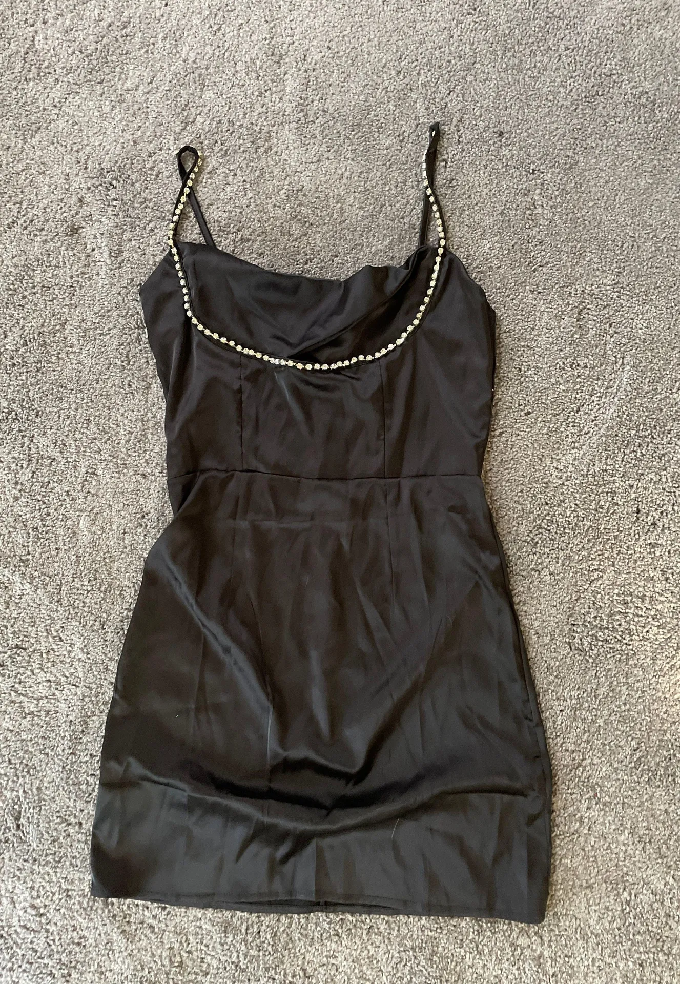 Rhinestone Mini Dress Black Size L - Image 2