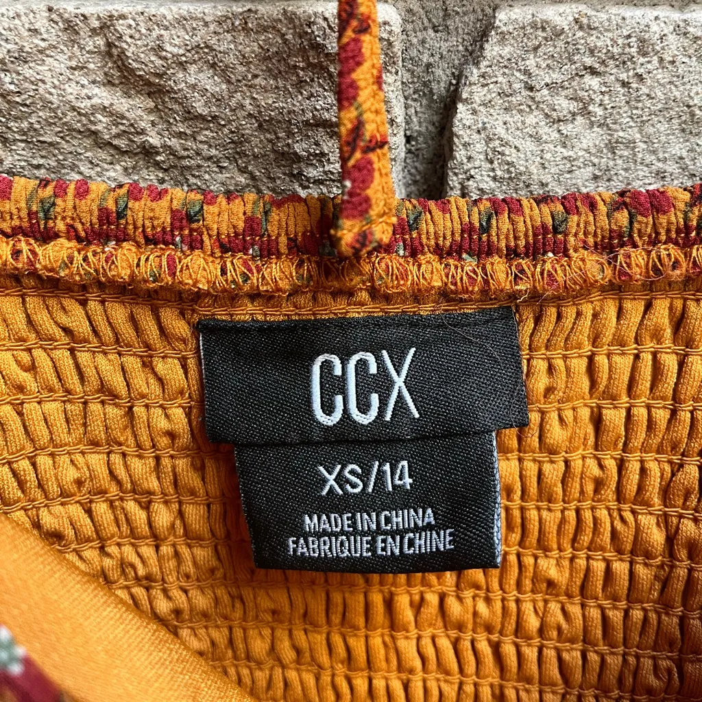 City Chic CCX Retro Chic Floral Belted Dress Mustard Printed Size 14 xs - Image 6