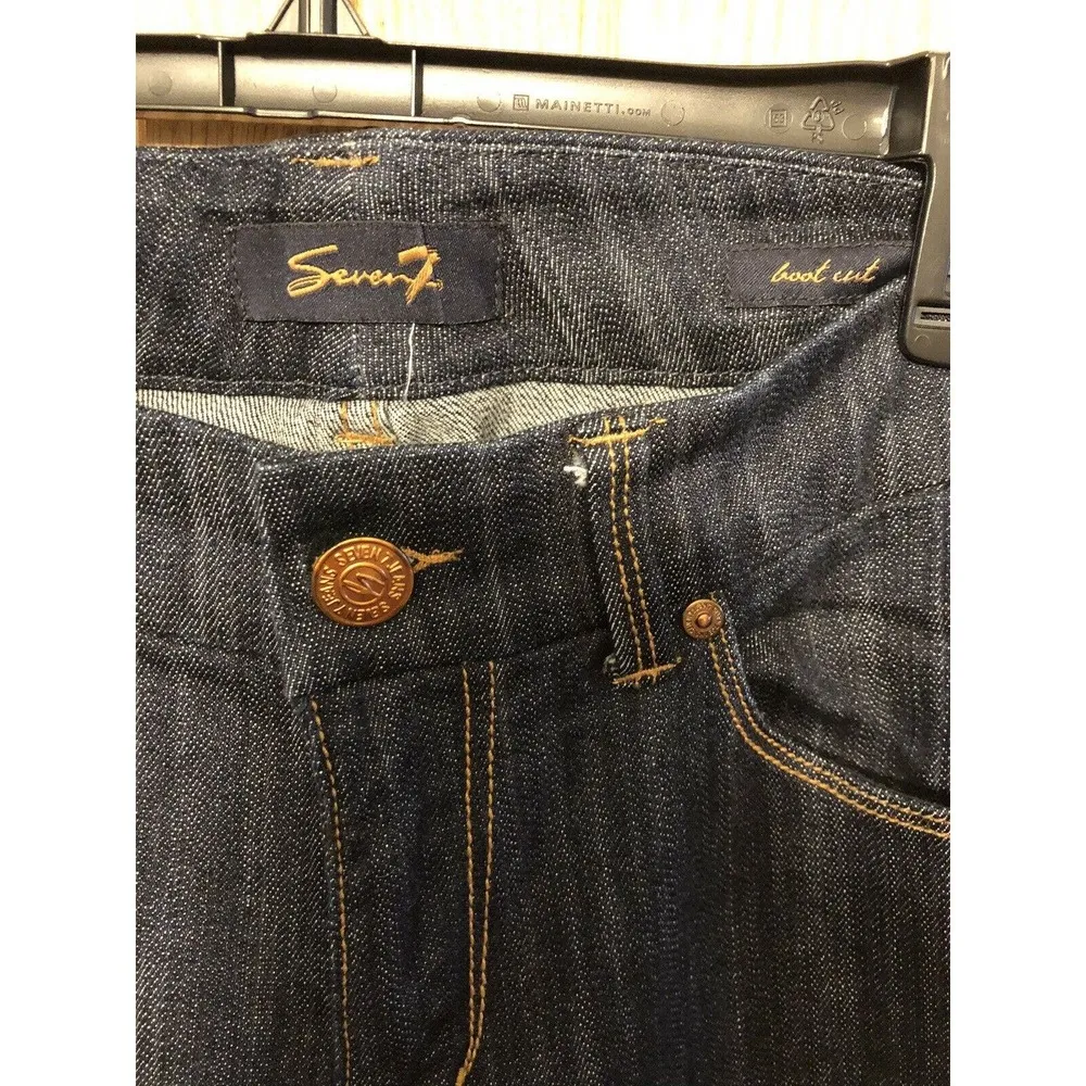 Seven 7 Jeans Womens Size 4 Bootcut Dark Wash Embroidered Pockets Spandex - Image 3