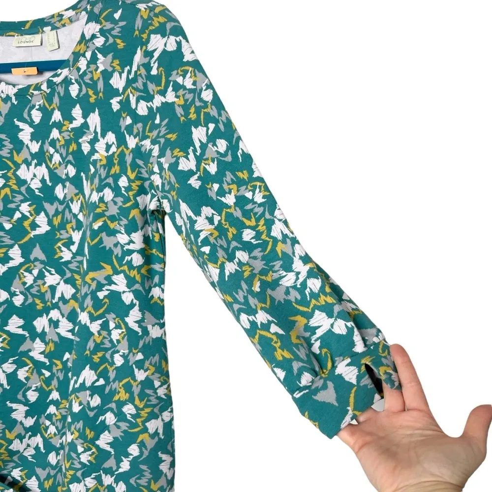 LOGO Lounge Green Abstract Print 3/4 Sleeve Swing Blouse - Image 8