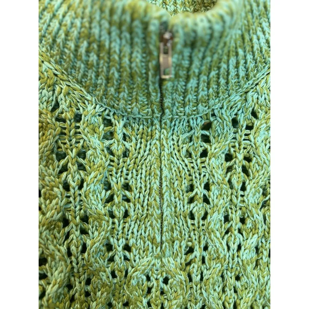 Urban Outfitters BDG Killian Quarter Zip Sweater Large Green Chunky Knit Cropped - Image 6