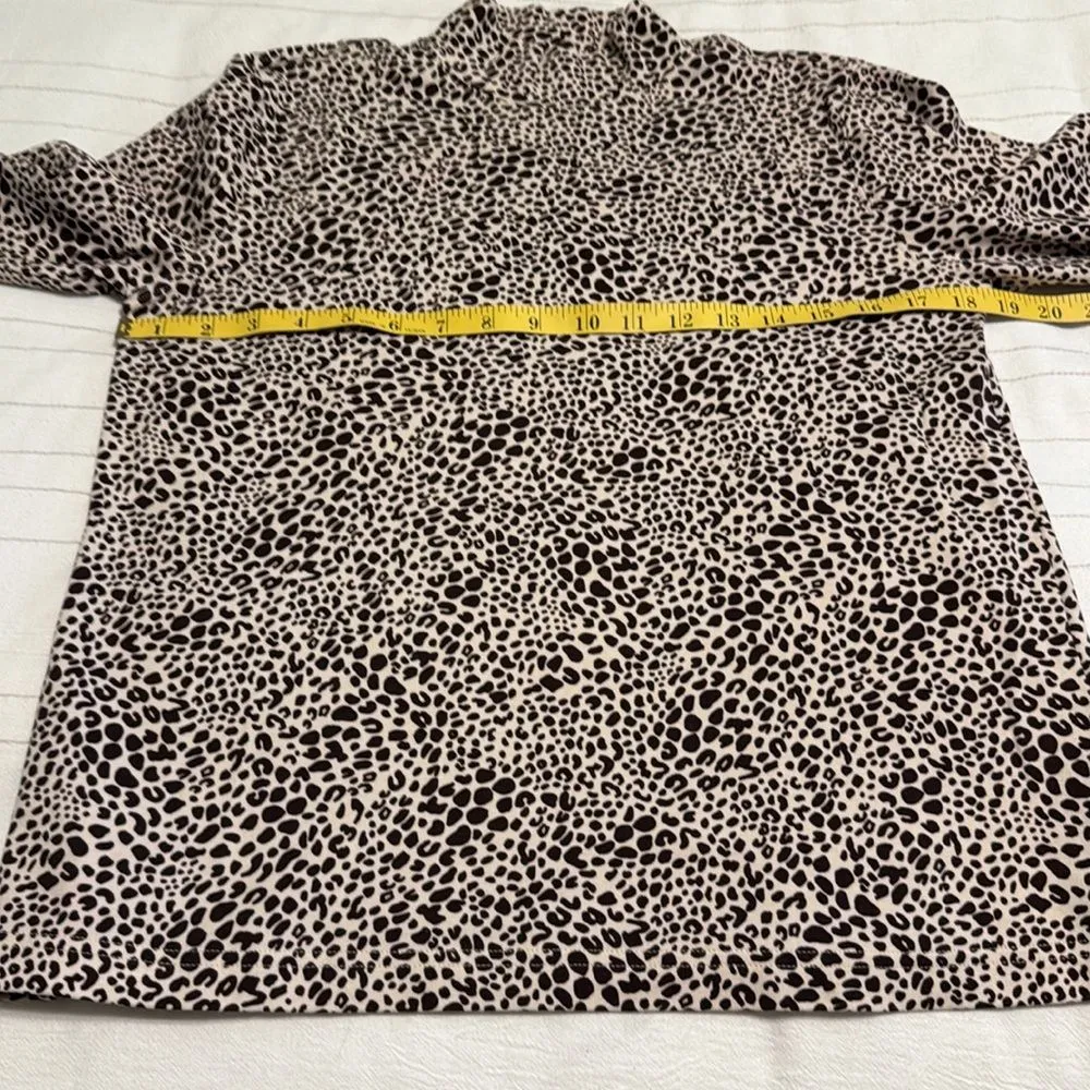 Lands' End Leopard Animal Print Womens Top Small Mock Turtle Neck Shirt Brown - Image 4