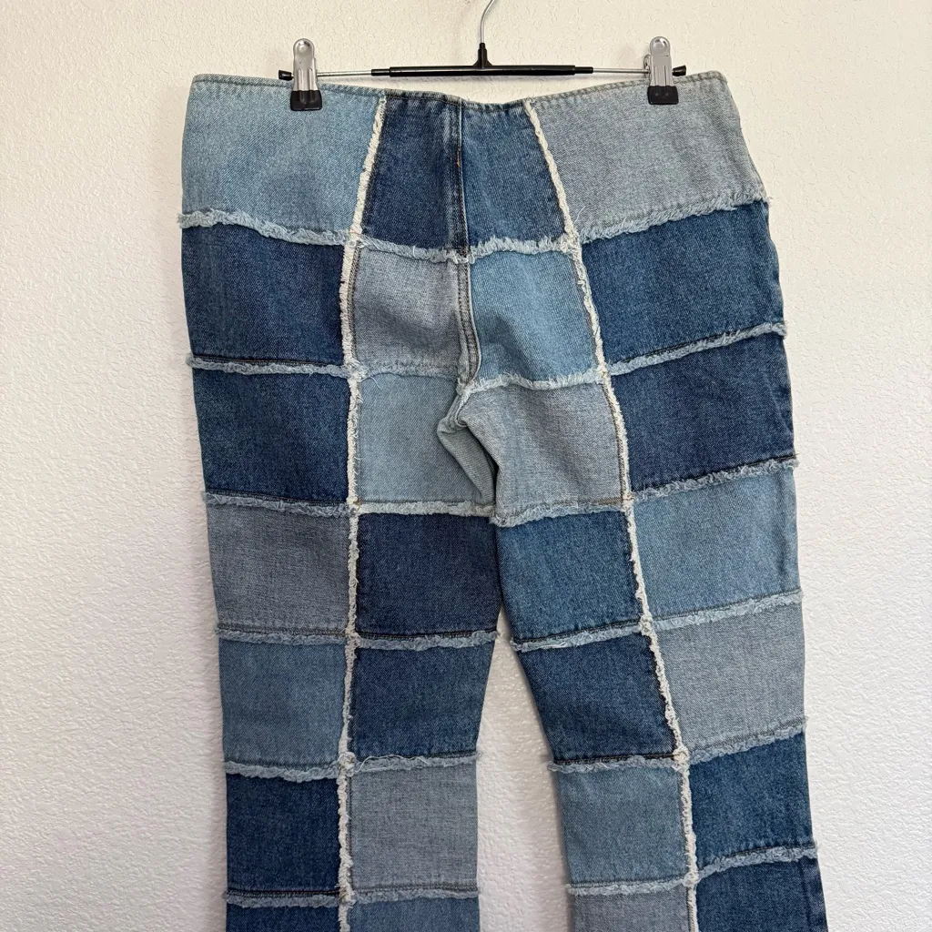 Y2K Zana Di Jeans Low Rise Patchwork Wide Leg Jeans in Blue 7 - Image 4