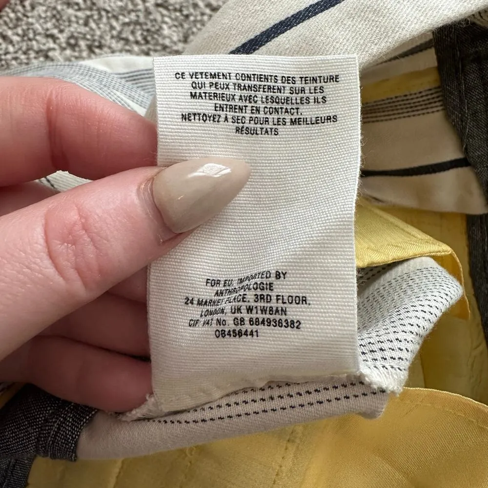 Cartonnier Anthropologie cream & navy blue striped Charlie crop flare pants, 6 - Image 8