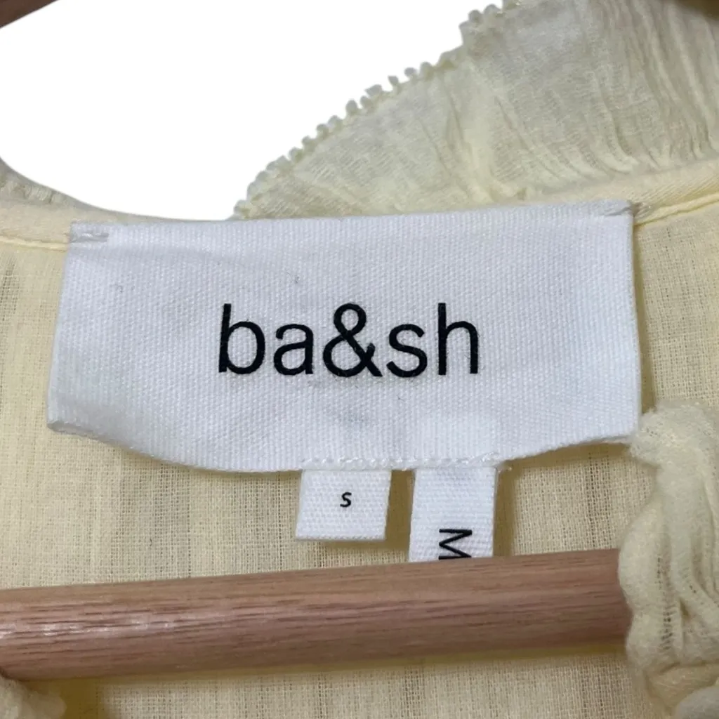 ba&sh Noah Midi Dress Women’s Size Small Yellow Cotton Gauze Ruffle Shirred - Image 11
