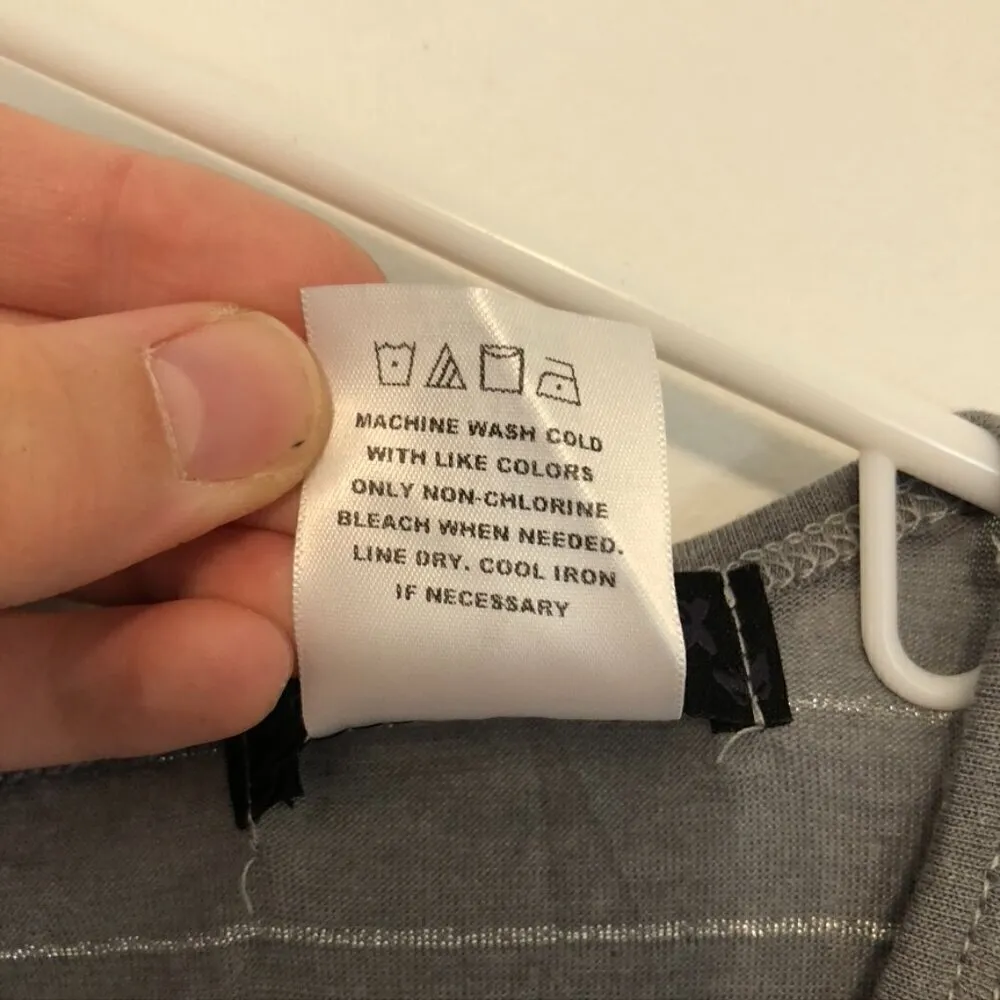 NEW NWT FLEURISH Gray Metallic Striped Sequin Short Sleeve Y2K Blouse JUNIORS S - Image 5