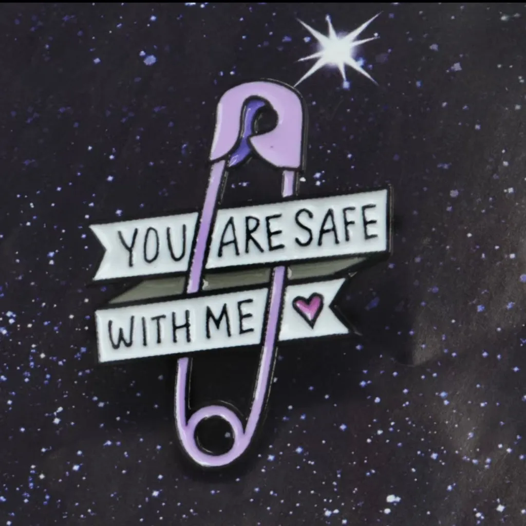 You Are‎ Safe With Me Enamel Purple Enamel Stylish Pin Brooch Badge - Image 5