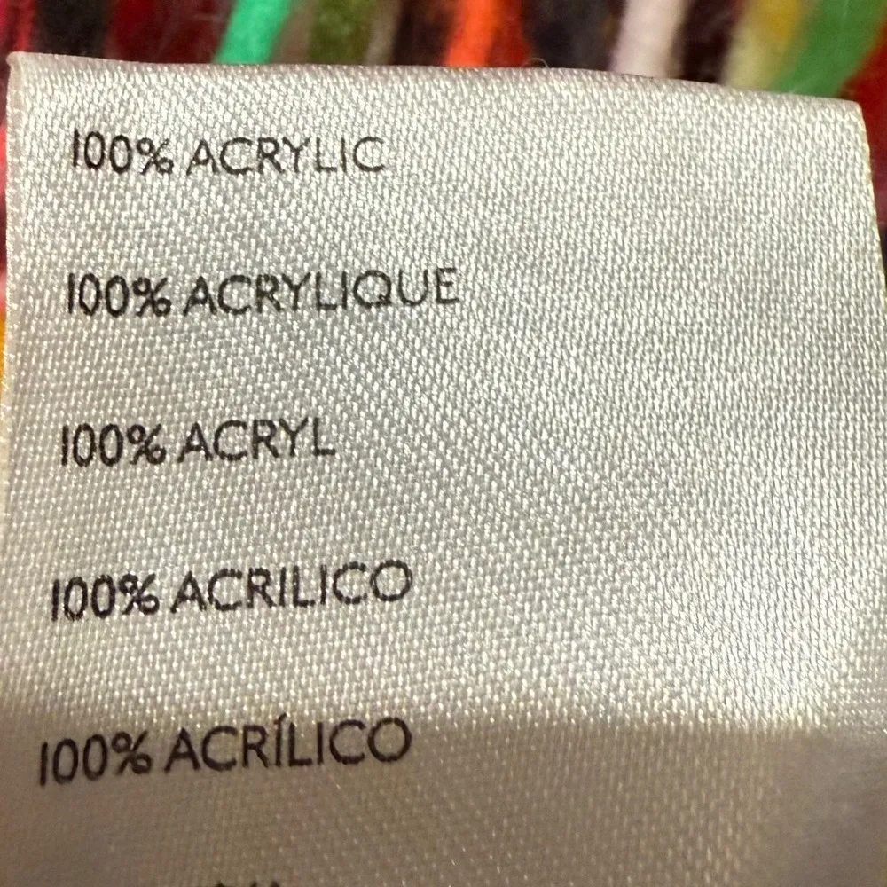 UO Kimchi Blue Chunky Knit Crochet Multicolored Fringe Blanket Sweater Sz Small - Image 11