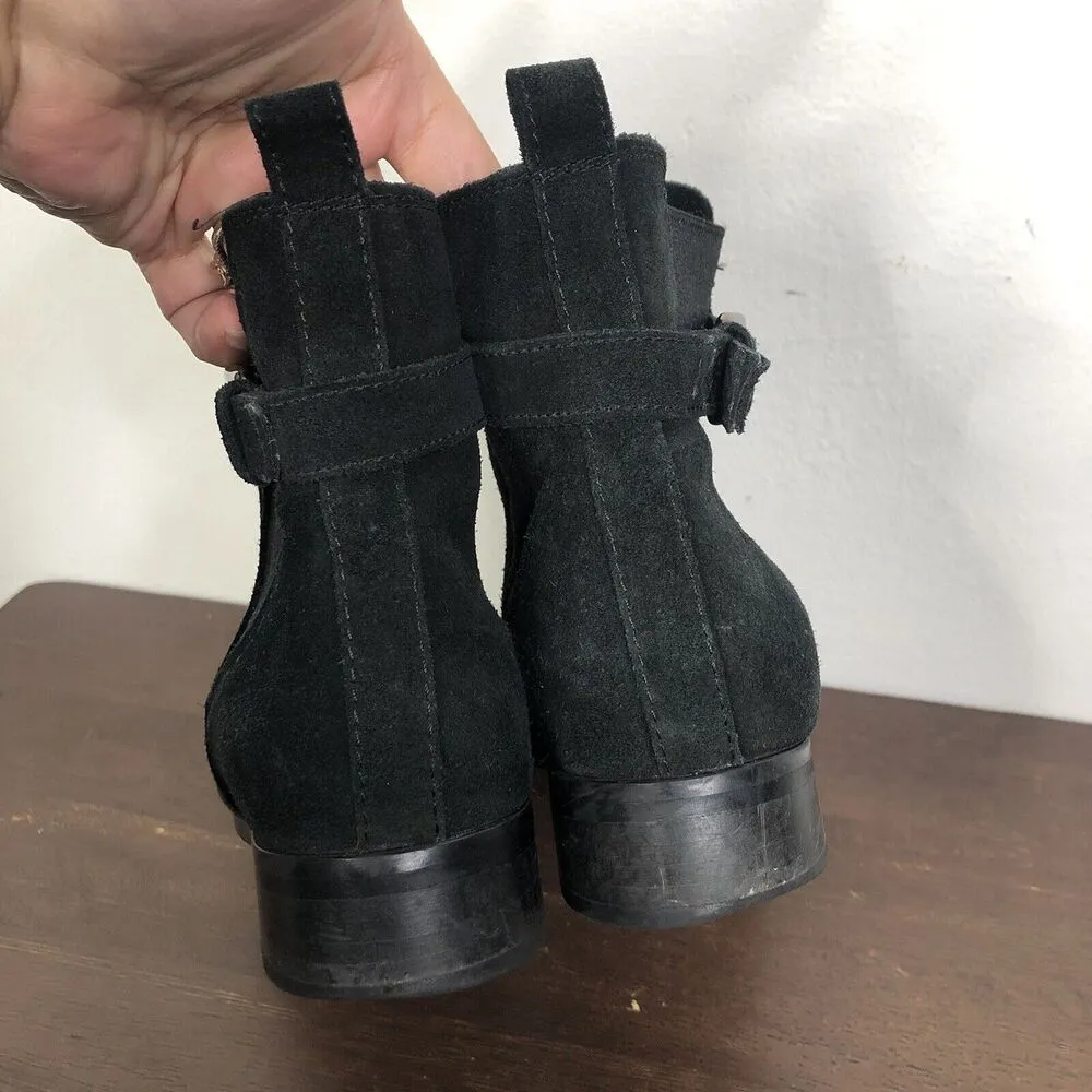 La Canadienne Black Suede Buckle Detail Chelsea Ankle Boots Women's Size 5.5 - Image 6
